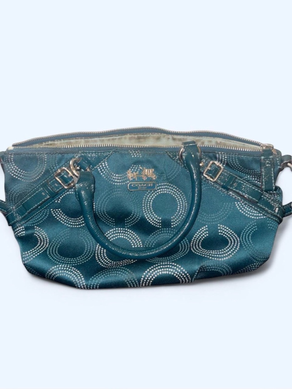 Coach Teal Circle-Print Top-Handle Shoulder Bag
